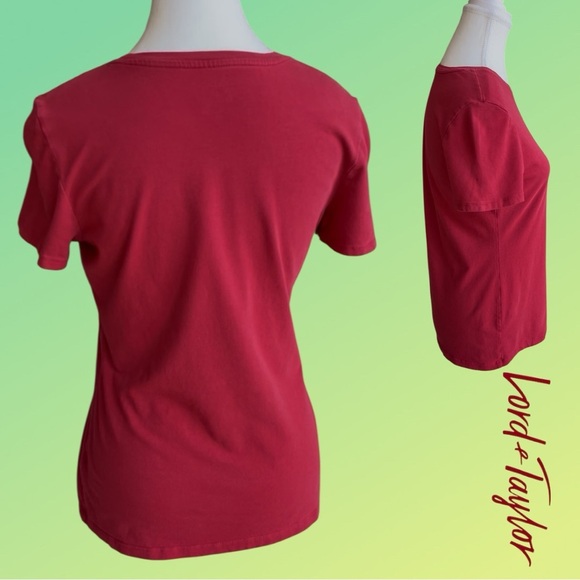 Lord & Taylor Red Fitted Short Sleeve T-Shirt - Picture 7 of 8